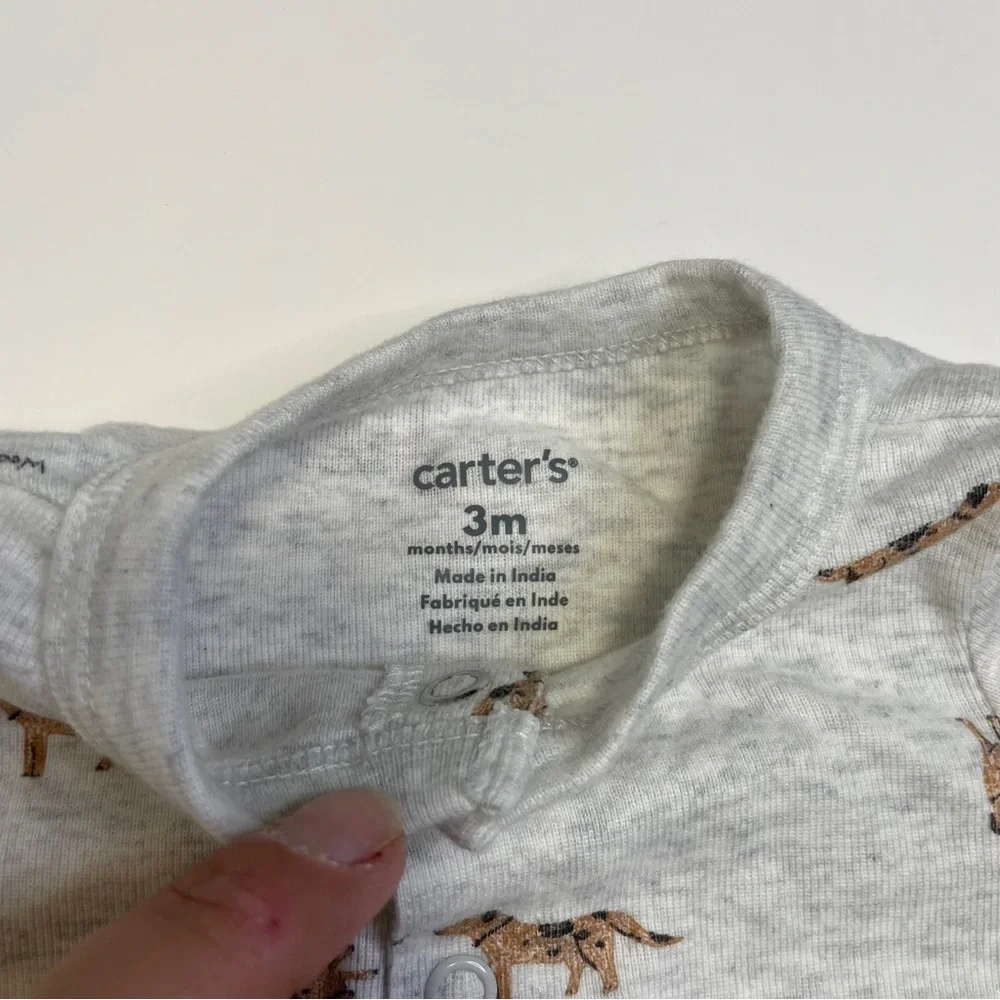 Carter's Baby Boy Puppy Dog Print Romper Gray Short Sleeve One-Piece 3M